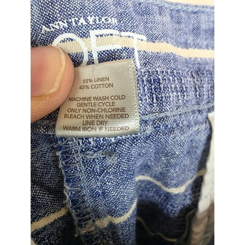 Ann Taylor LOFT‎ Blue Striped Linen Cotton Blend Shorts 368341